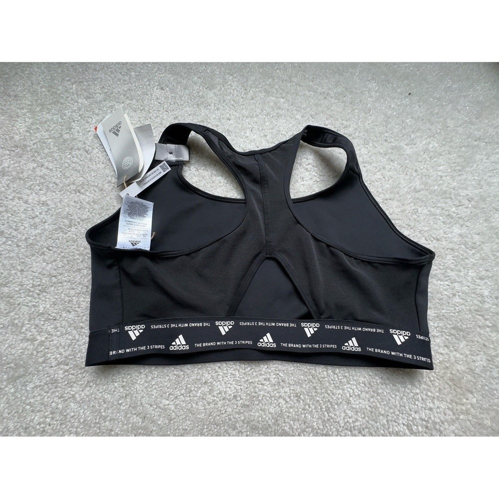 NWT Adidas Training Train icons medium support sports bra in black Size XL-DD - Picture 3 of 8